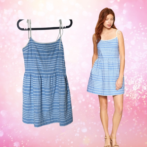 GAP Dresses & Skirts - 2 For $10 - GAP Blue & White Stripe Tie Strap Cotton Dress Size 6